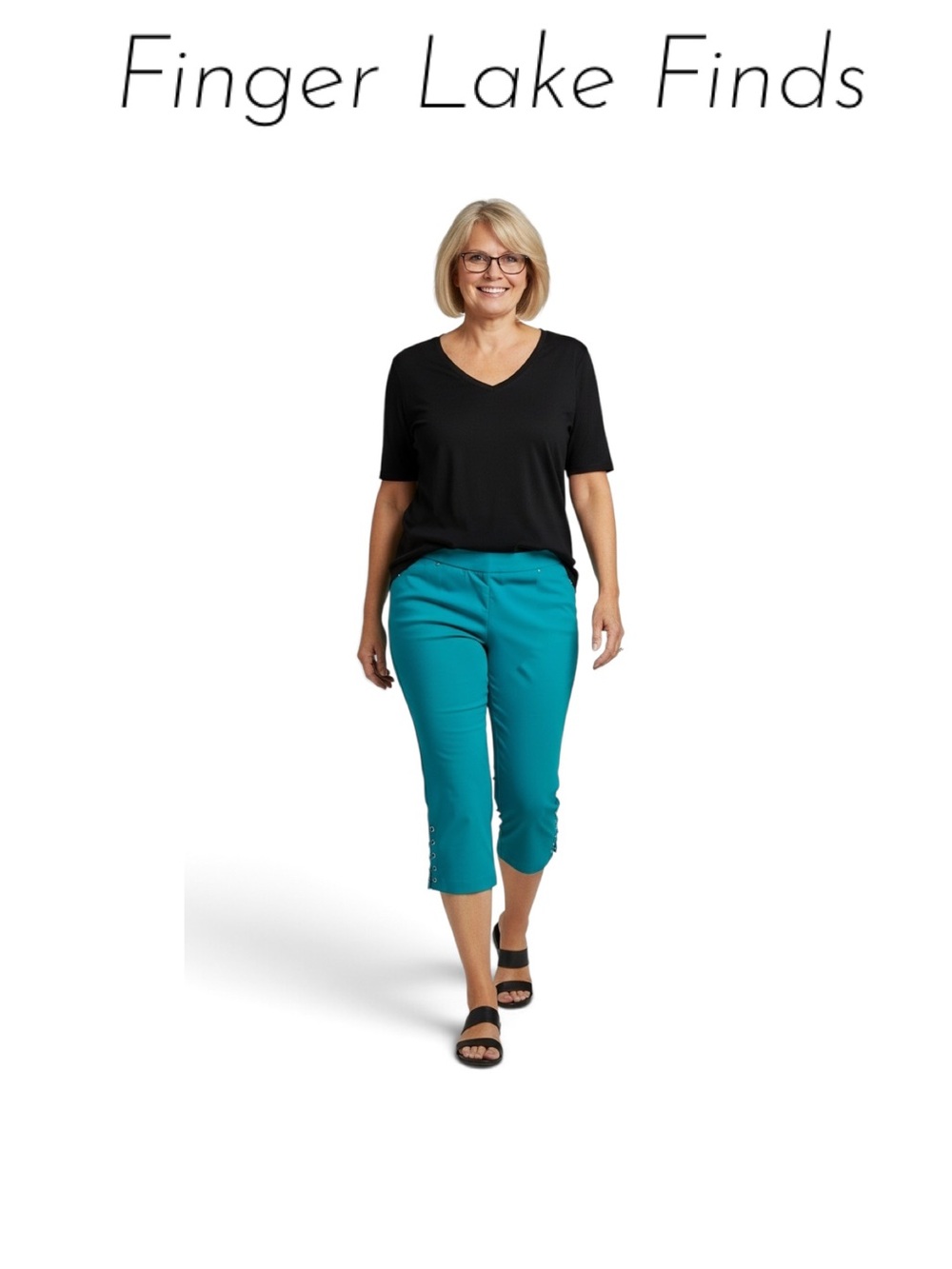 CJ Banks Signature Slimming Turquoise Pull On Capris, 18W